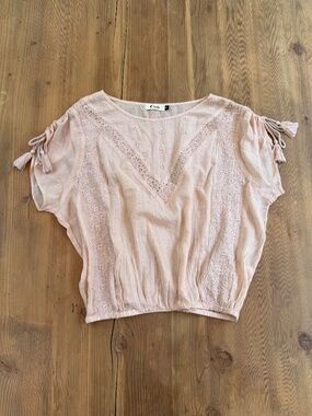 Pale Pink Embroidered Boho Blouse